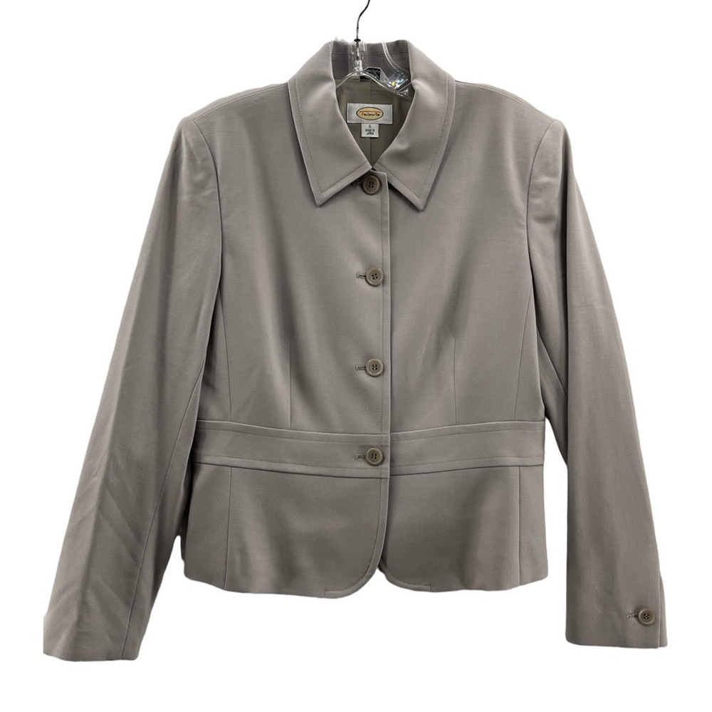 Talbots Womens Suit Jacket Blazer Gray Wool Blend Lined Long Sleeve Stretch 6‎